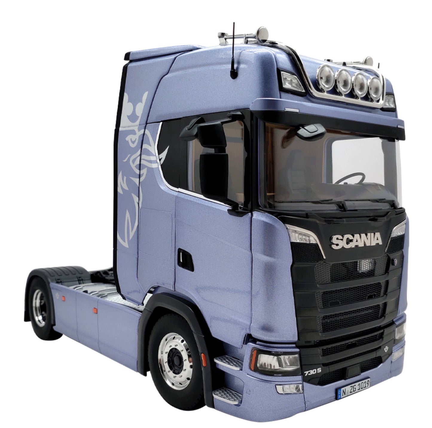 NZG 1:18 - Scania V8 730S 4x2 fictionblue met Greif logo