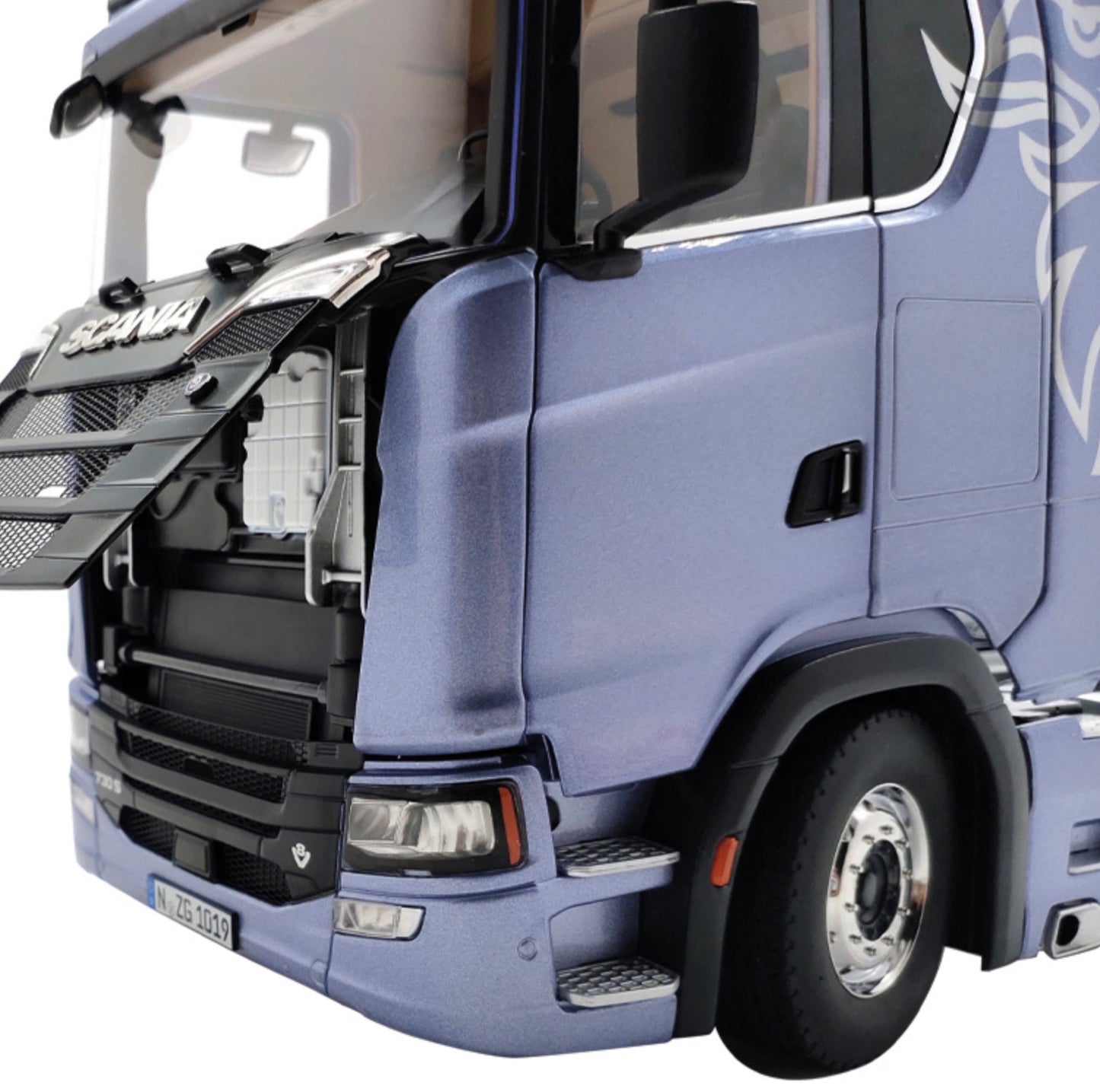 NZG 1:18 - Scania V8 730S 4x2 fictionblue met Greif logo