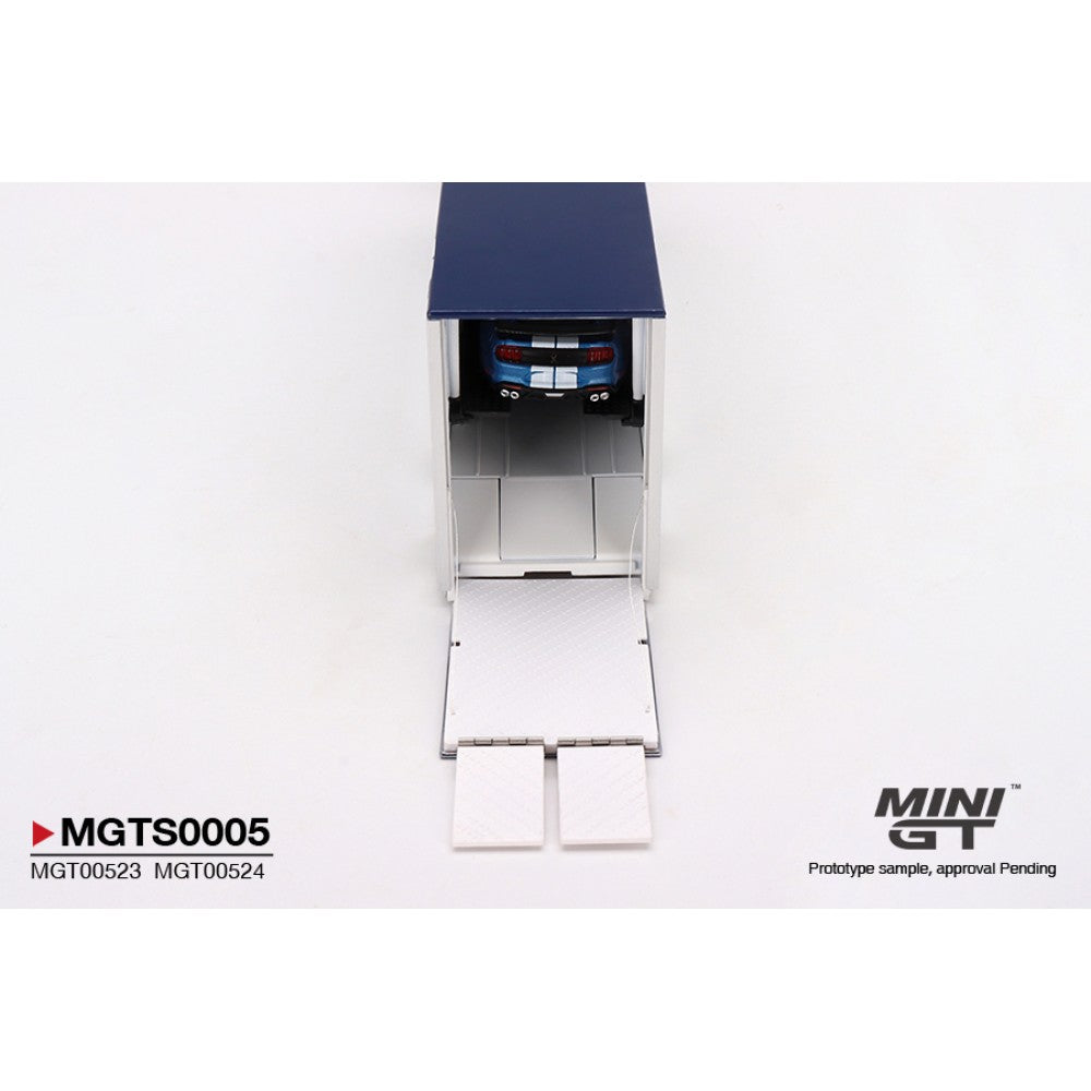 MiniGT - 1/64 SHELBY TRANSPORTER SET INCLUDED WESTERN STAR 49X W/RACING TRANSPORTER AND SHELBY GT500 SE WIDEBODY FORD PERFORMANCE BLUE (LHD) (MIJO EXCLUSIVE)