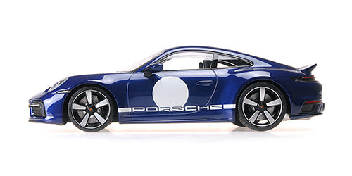 Minichamps 1:18 - PORSCHE 911 (992) SPORT CLASSIC 2022 BLUE METALLIC W/STRIPE