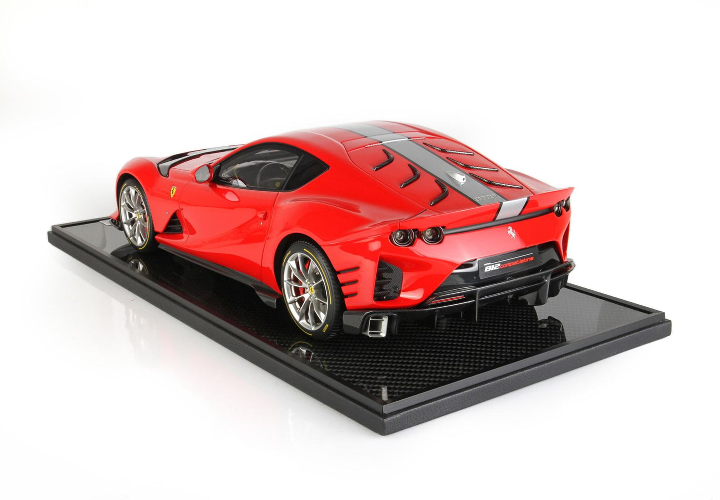 BBR Model 1:12 -Ferrari 812 Competizione Silver Stripe Rosso Corsa 322