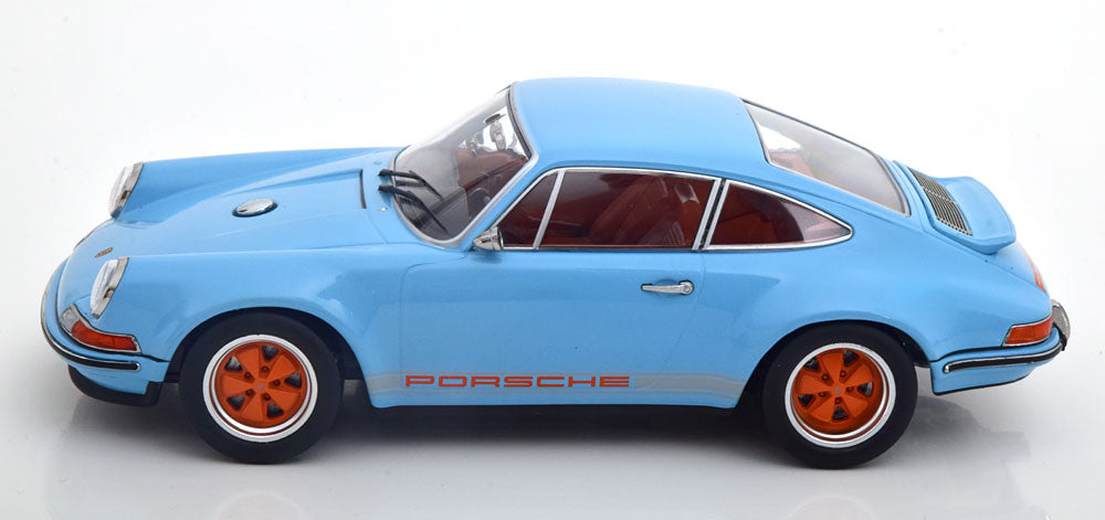 KK-Scale 1:18 - Porsche 911 Coupe Lichtblauw/Oranje