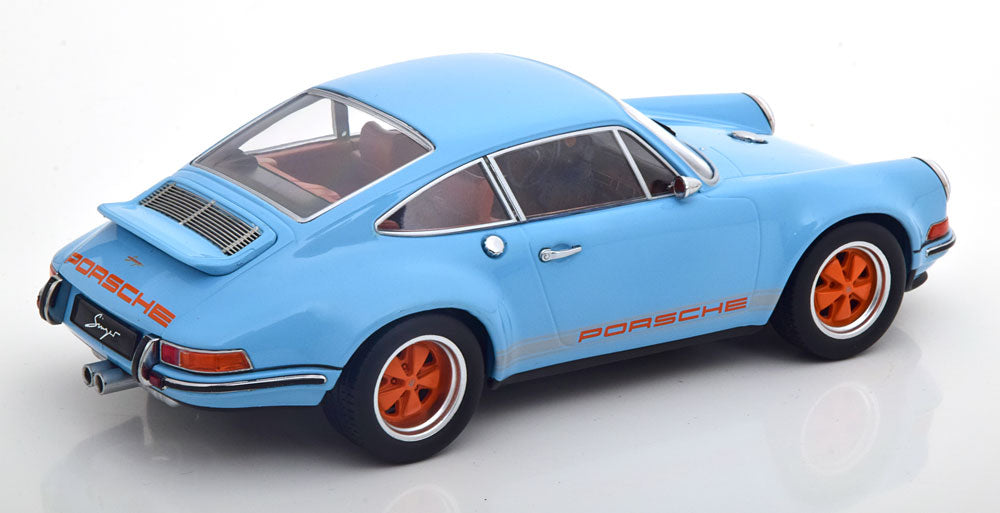 KK-Scale 1:18 - Porsche 911 Coupe Lichtblauw/Oranje