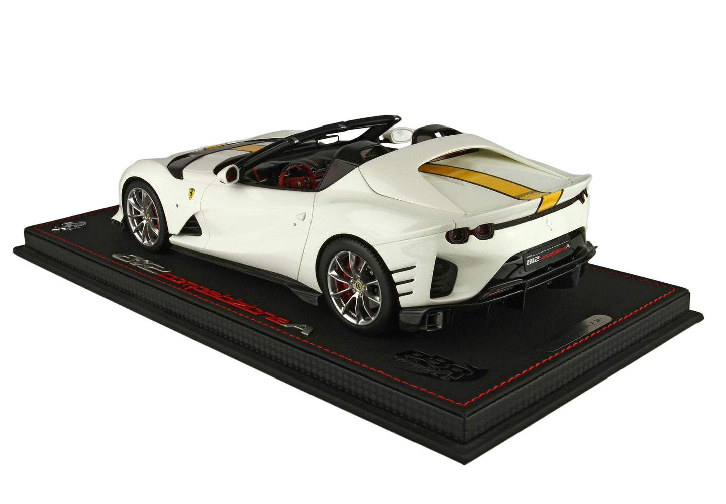 BBR Model 1:18 - Ferrari 812 Competizione A Avus White Color With Yellow Stripe