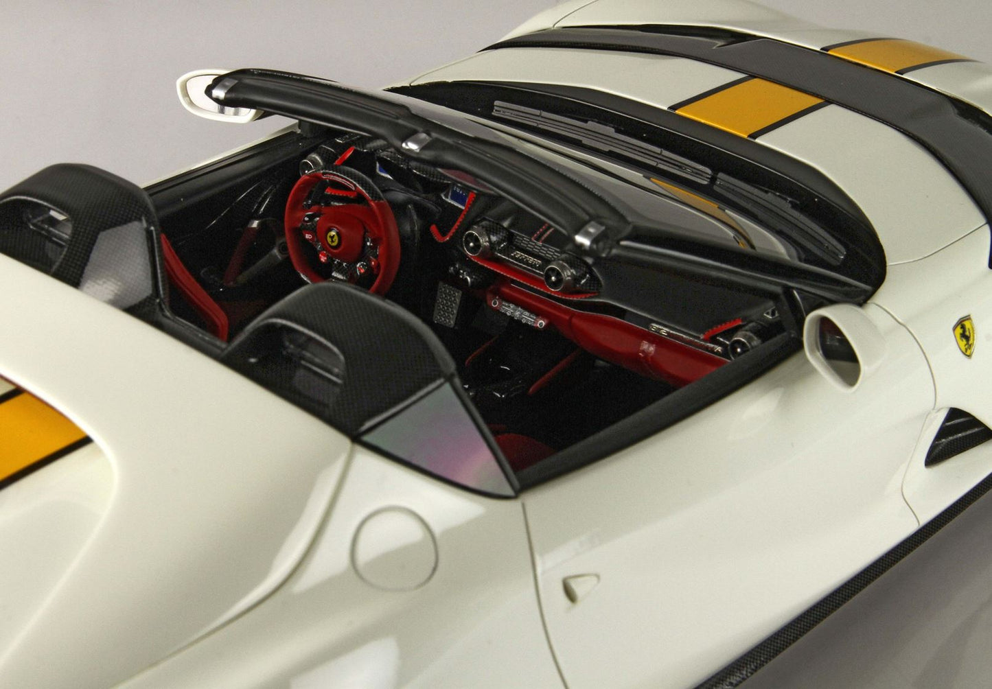 BBR Model 1:18 - Ferrari 812 Competizione A Avus White Color With Yellow Stripe