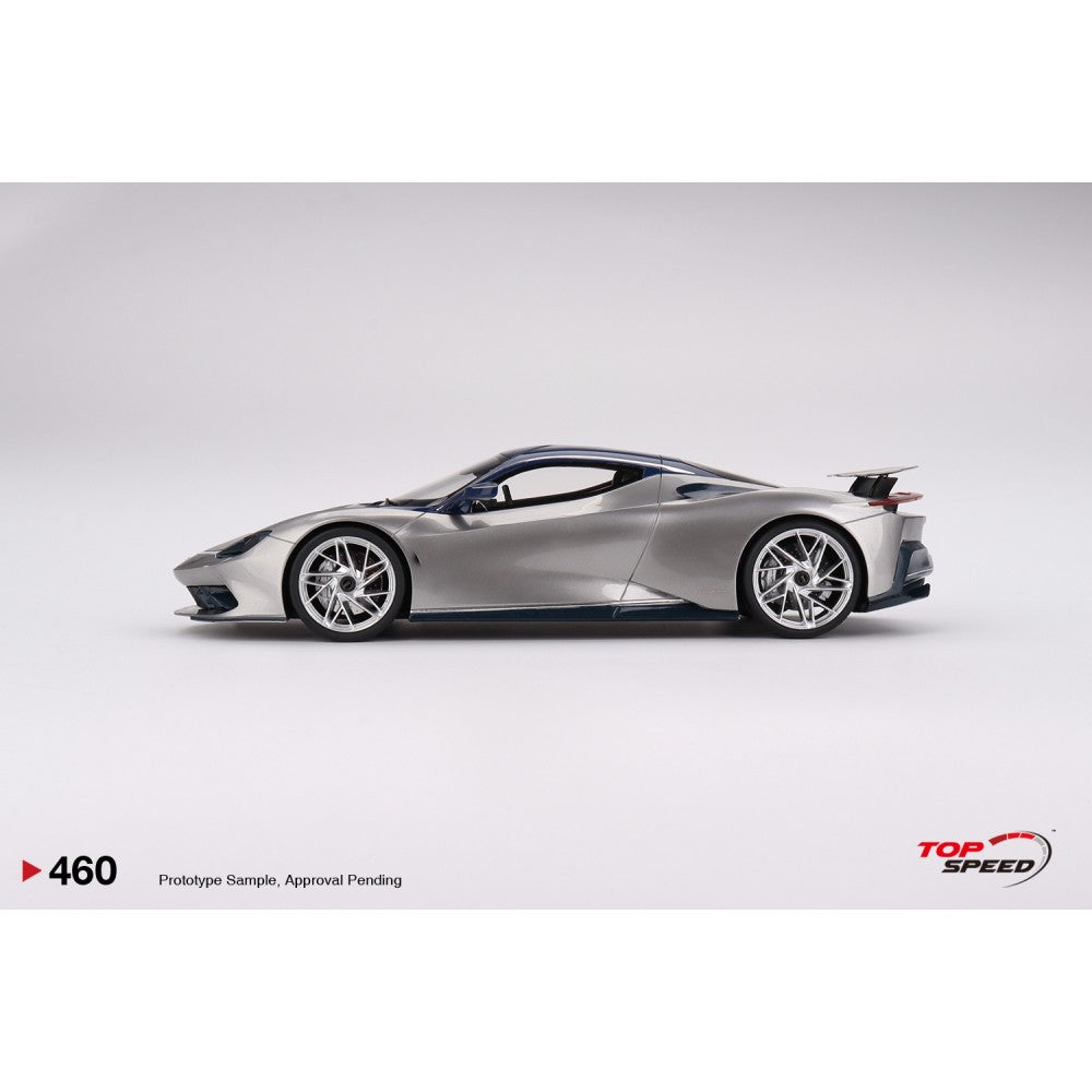 Top Speed Models - Automobili Pininfarina Battista 2019 US Launch Edition Argento Liquido Gloss and Blu del Re Gloss 1:18