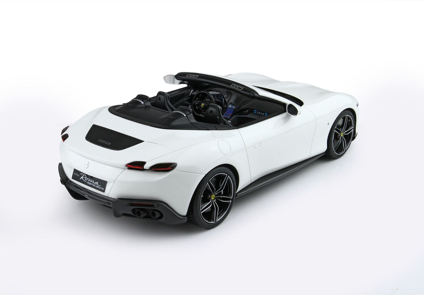 BBR Model 1:18 - Ferrari Roma Spider Open Roof Cervino White Forged Diamond Polished Rims