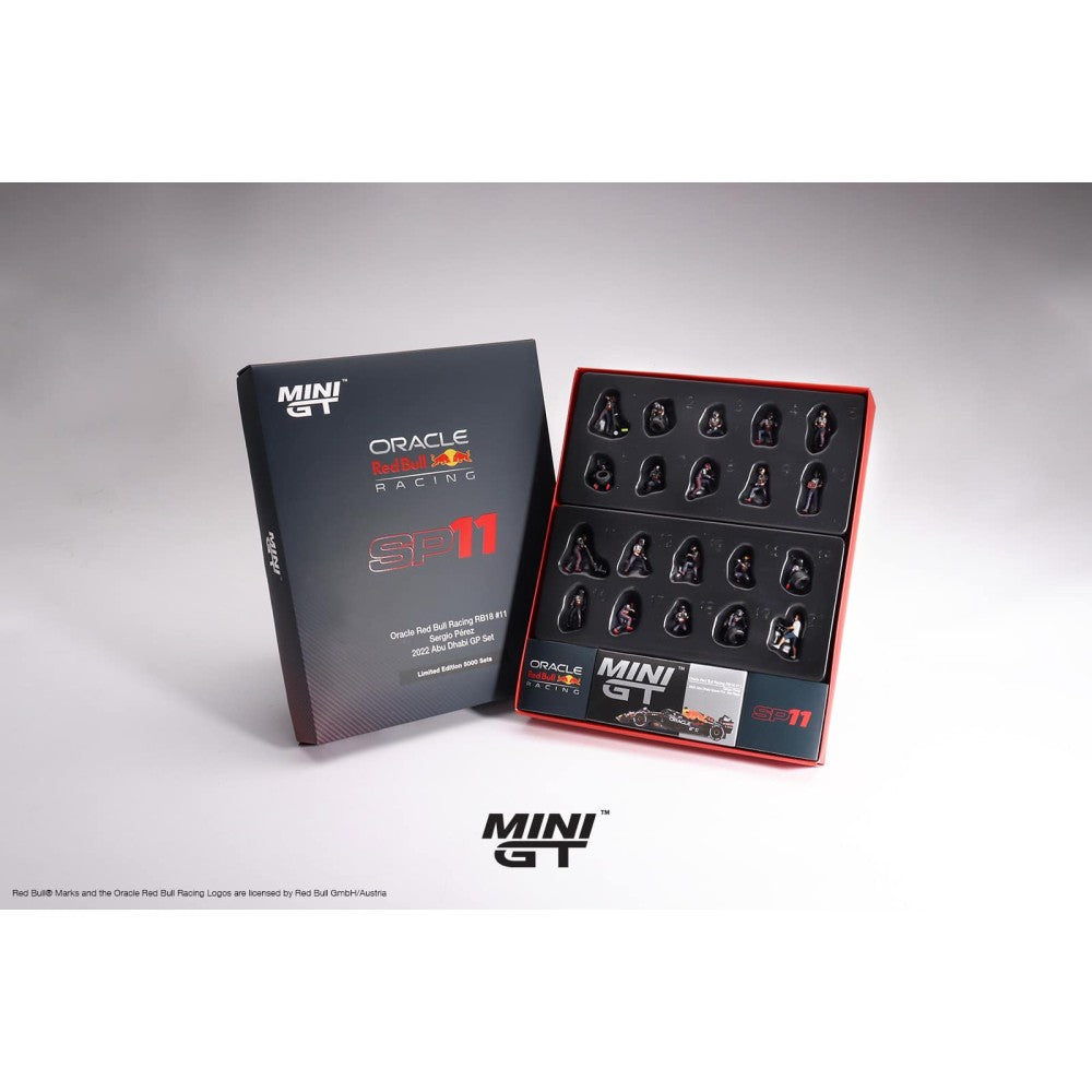 MiniGT - 1/64 ORACLE RED BULL RB18 NO.11 S.PEREZ 2022 ABU DHABI GP F1 PIT CREW SET LTD EDT 5000PCS (INCLUDES CAR)