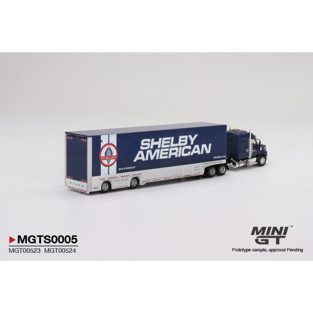 MiniGT - 1/64 SHELBY TRANSPORTER SET INCLUDED WESTERN STAR 49X W/RACING TRANSPORTER AND SHELBY GT500 SE WIDEBODY FORD PERFORMANCE BLUE (LHD) (MIJO EXCLUSIVE)