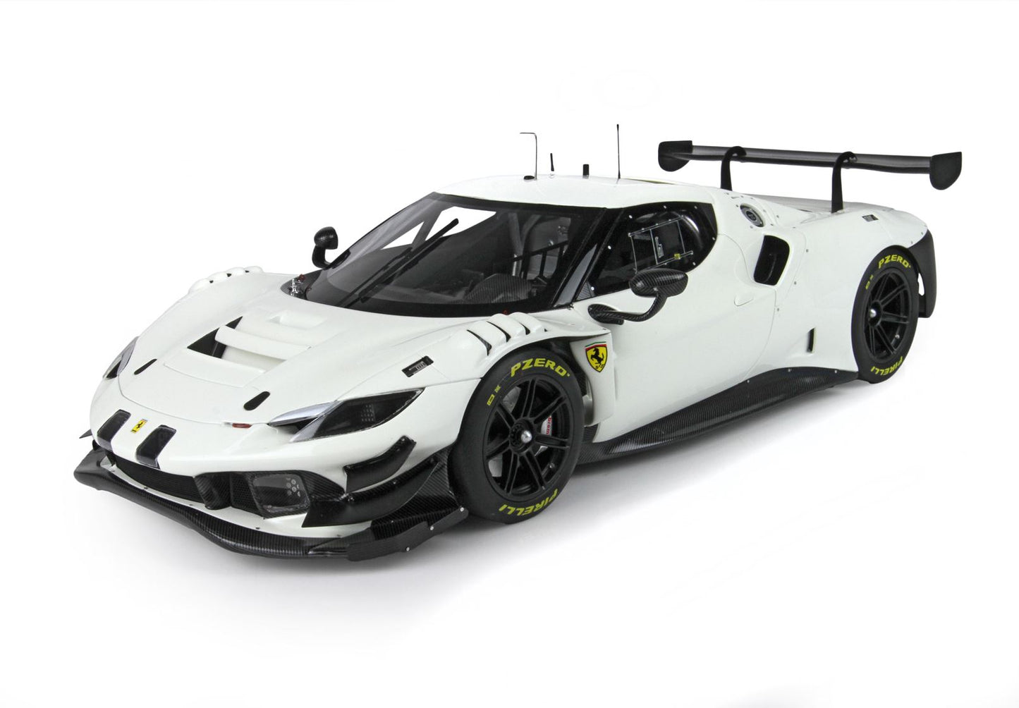 BBR Model 1:18 - Ferrari 296 GT3 2022 - Matt Black Wheels Avus White