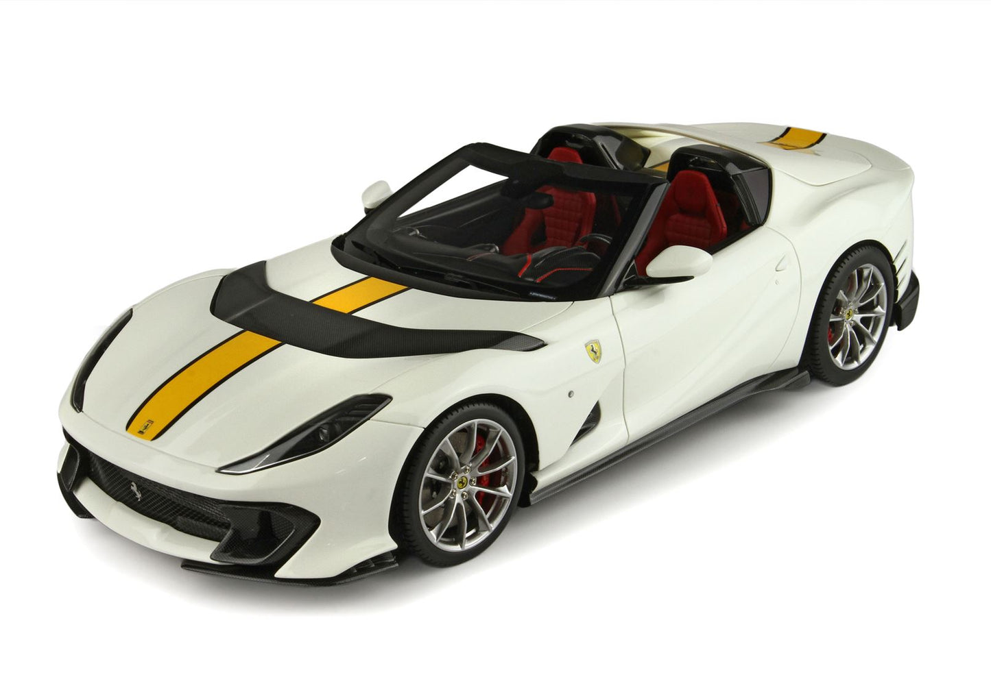 BBR Model 1:18 - Ferrari 812 Competizione A Avus White Color With Yellow Stripe