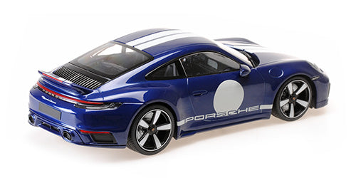 Minichamps 1:18 - PORSCHE 911 (992) SPORT CLASSIC 2022 BLUE METALLIC W/STRIPE