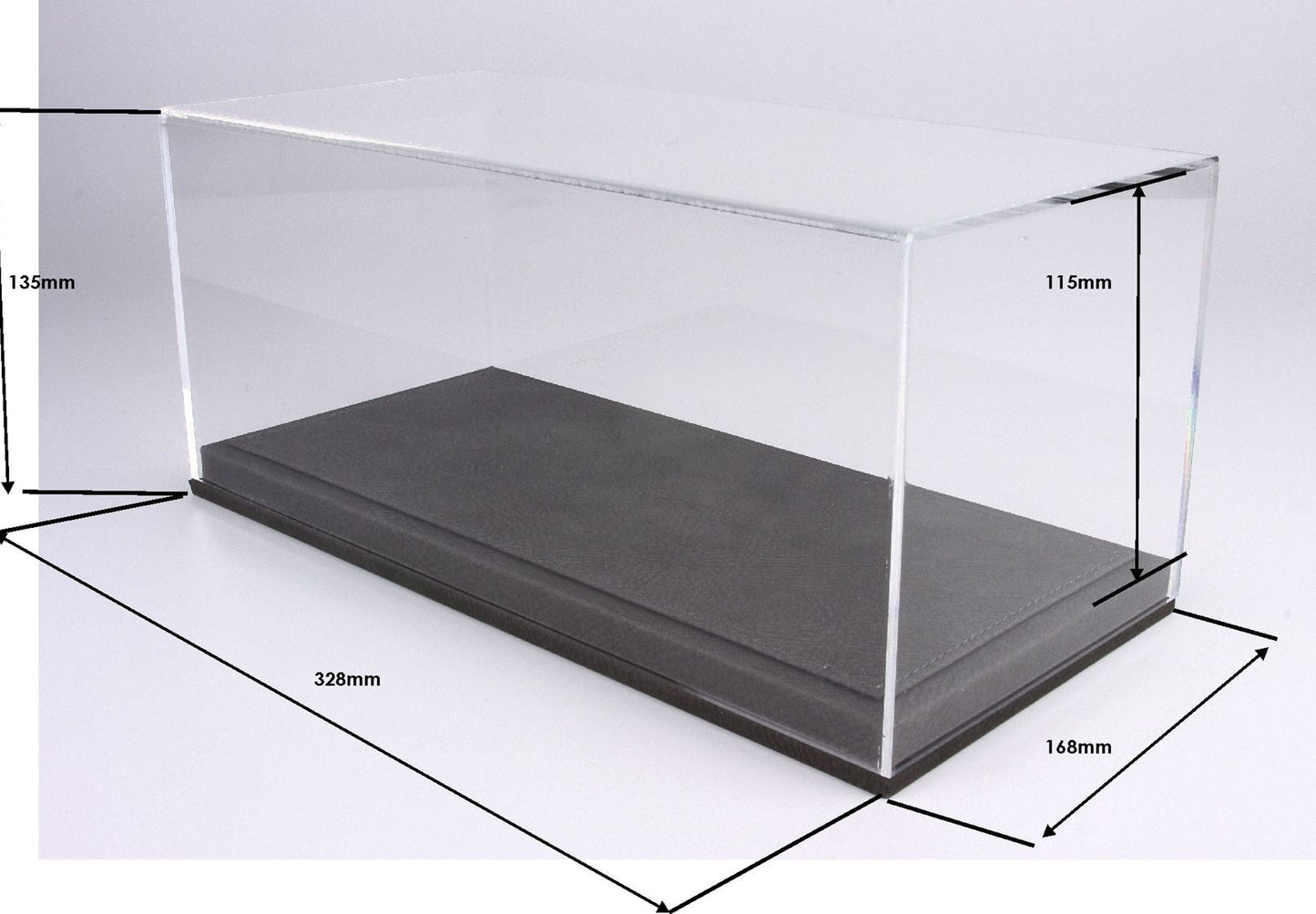 BBR Model 1:18 - Plexiglass Display Case With Grey Leatherette Base