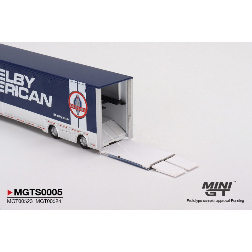 MiniGT - 1/64 SHELBY TRANSPORTER SET INCLUDED WESTERN STAR 49X W/RACING TRANSPORTER AND SHELBY GT500 SE WIDEBODY FORD PERFORMANCE BLUE (LHD) (MIJO EXCLUSIVE)