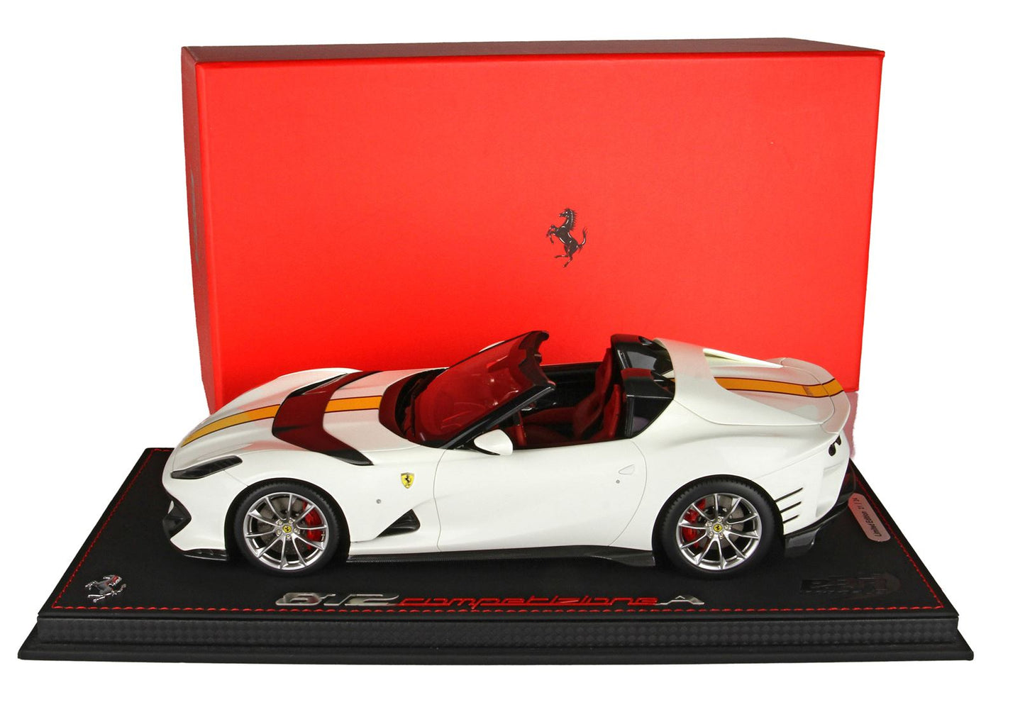 BBR Model 1:18 - Ferrari 812 Competizione A Avus White Color With Yellow Stripe