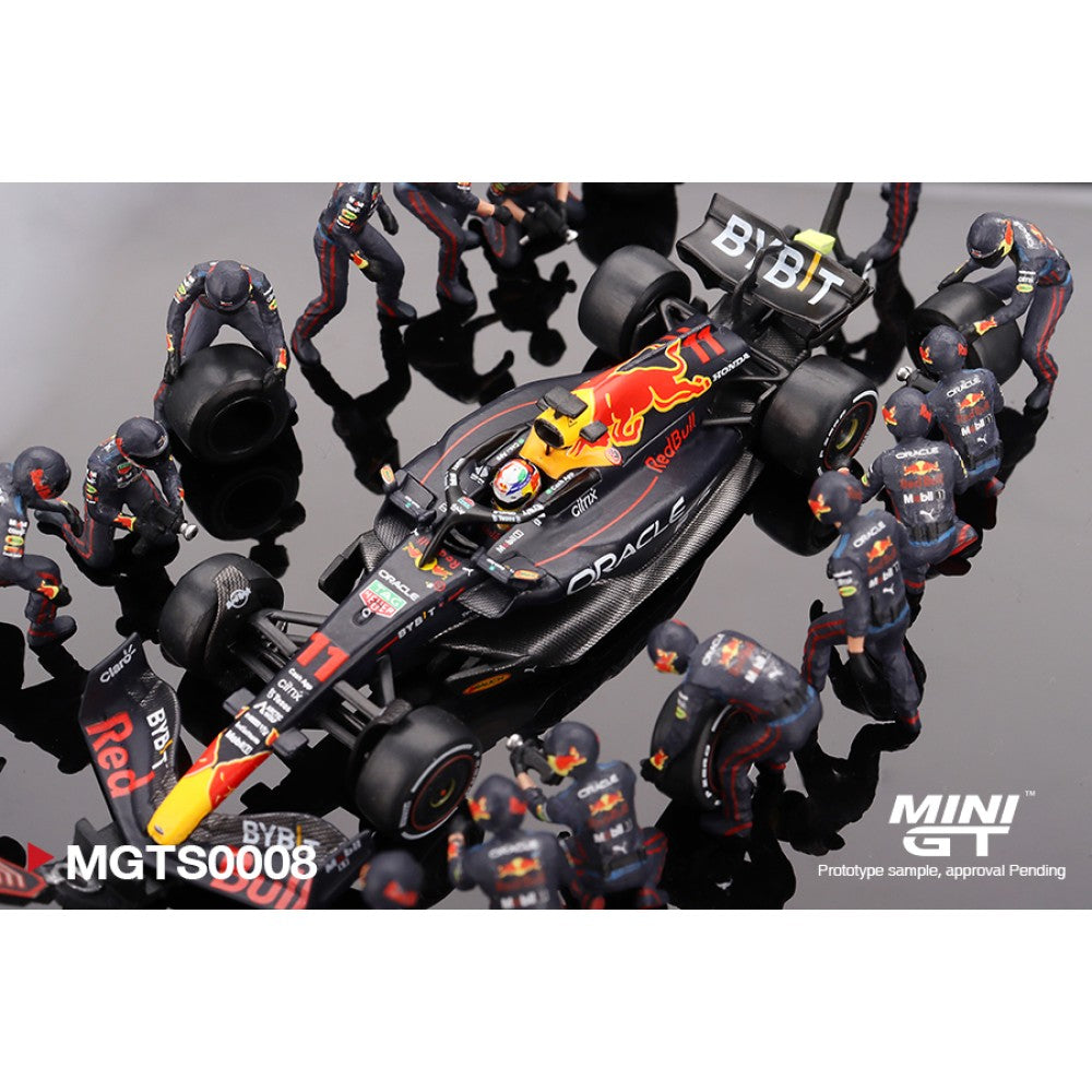 MiniGT - 1/64 ORACLE RED BULL RB18 NO.11 S.PEREZ 2022 ABU DHABI GP F1 PIT CREW SET LTD EDT 5000PCS (INCLUDES CAR)