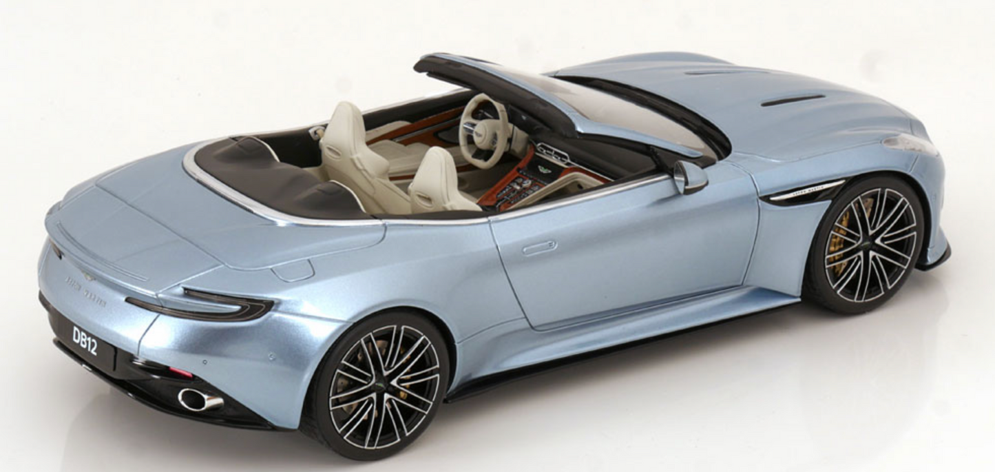 GT-Spirit 1:18 Aston Martin DB12 Volante 2023 Lichtblauw Metallic