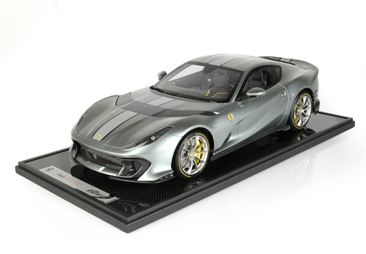 BBR Model 1:12 -Ferrari 812 Competizione Silver Stripe Coburn Grey