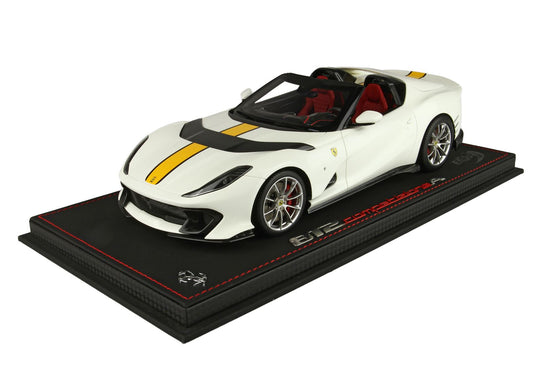 BBR Model 1:18 - Ferrari 812 Competizione A Avus White Color With Yellow Stripe