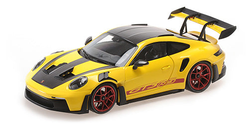 Minichamps 1:18 - PORSCHE 911 (992) GT3RS  2024  YELLOW W/WEISSACH PACKAGE W RED WHEELS