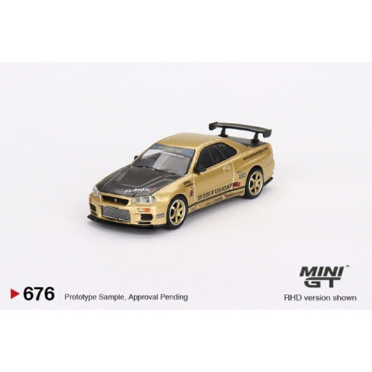 MiniGT - 1/64 NISSAN SKYLINE GT-R (R34) TOP SECRET GOLD (RHD) JAPAN EXCLUSIVE