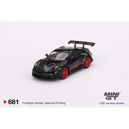 MiniGT - 1/64 PORSCHE 911 (992) GT3 RS BLACK WITH PYRO RED (LHD)