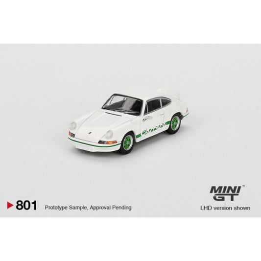 MiniGT - 1/64 PORSCHE 911 CARRERA RS 2.7 GRAND PRIX WHITE WITH GREEN LIVERY (LHD)