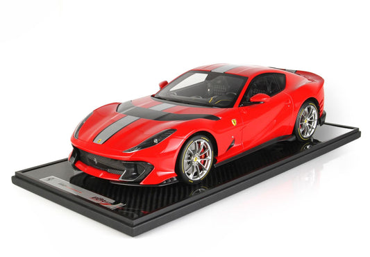 BBR Model 1:12 -Ferrari 812 Competizione Silver Stripe Rosso Corsa 322