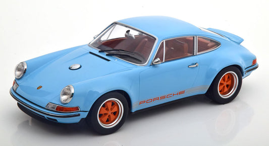 KK-Scale 1:18 - Porsche 911 Coupe Lichtblauw/Oranje