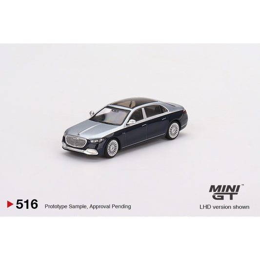 MiniGT - 1/64 MERCEDES-MAYBACH S680 CIRRUS SILVER/NAUTICAL BLUE METALLIC (RHD)