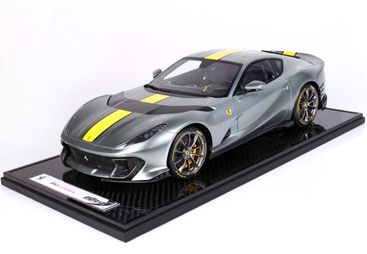 BBR Model 1:12 - Ferrari 812 Competizione Yellow Stripe Coburn Grey