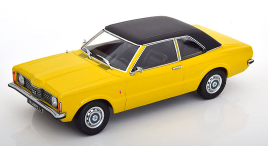 KK-Scale 1:18 - Ford Taunus L Limousine Vinyl Roof 1971 Geel/Zwart